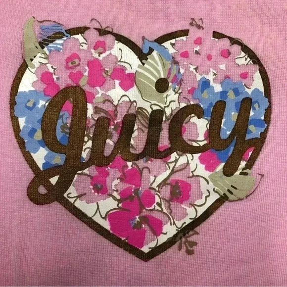 Juicy Couture Diaper Shirt  Onesie Pink Heart / Floral Size 0-3 Months - Picture 6 of 16